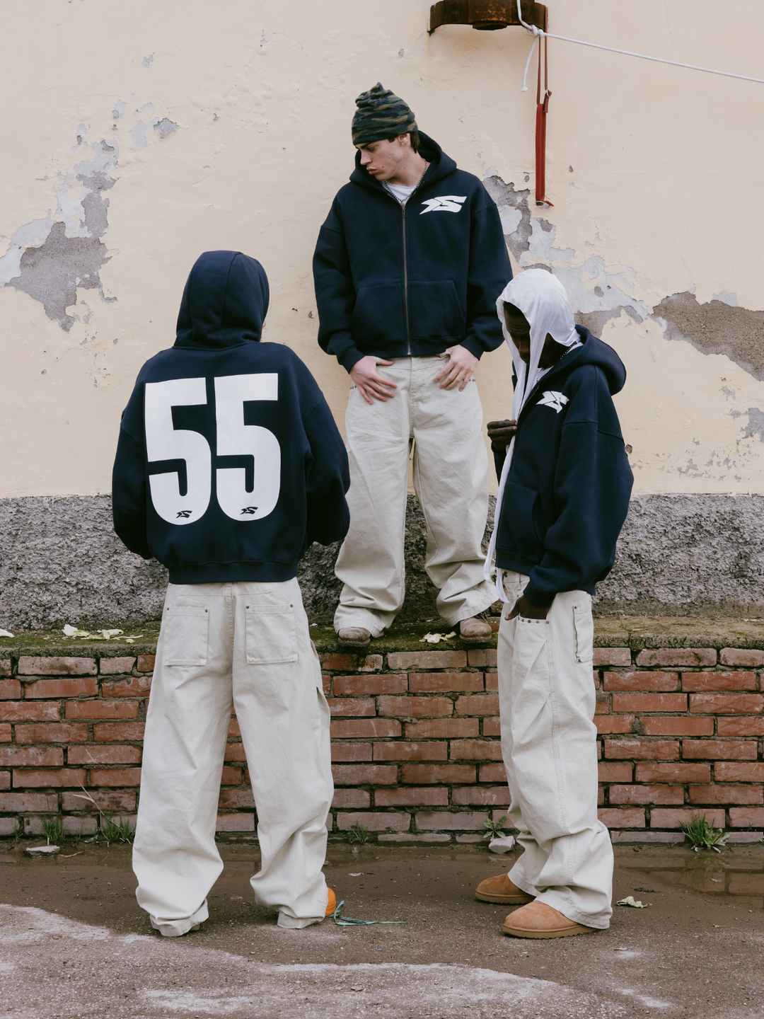 OVER5IZE "Fifty5" ZIP HOODIE NAVY BLUE