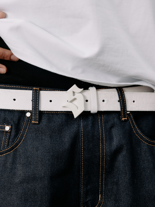 OVER5IZE "five" BELT WHITE