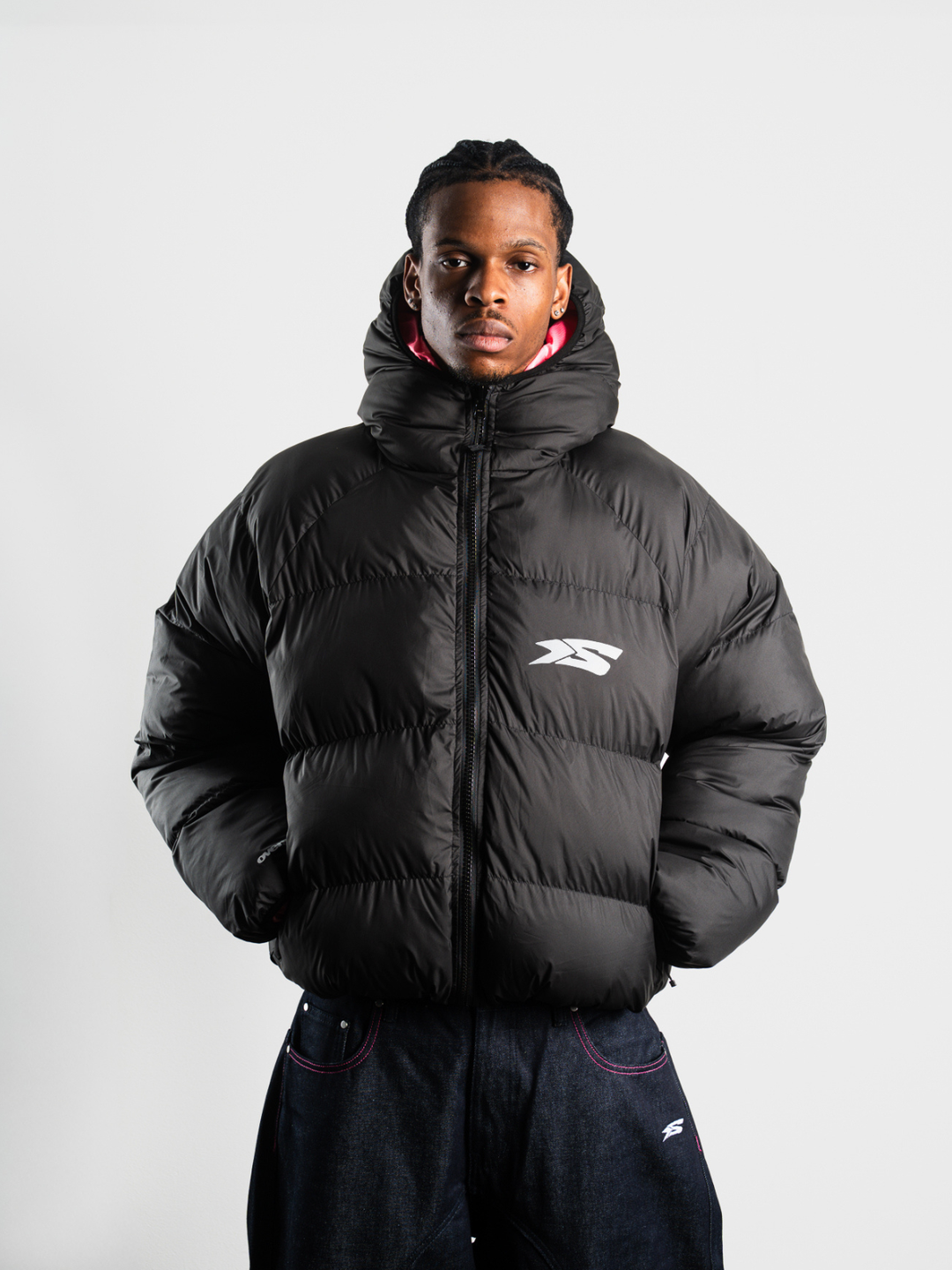 OVER5IZE "DUO" REVERSIBLE PUFFER JACKET BLACK & PINK