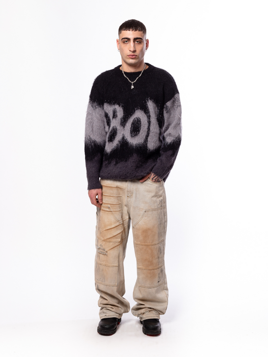 OVER5IZE "sleet" SWEATER BLACK