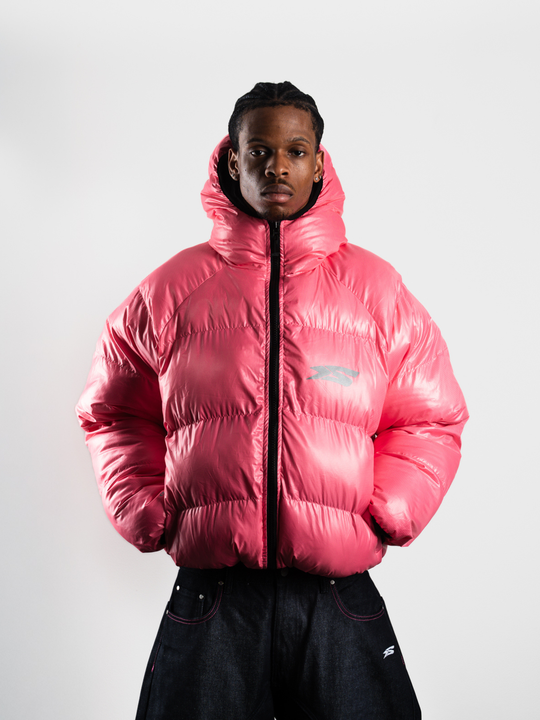 OVER5IZE "DUO" REVERSIBLE PUFFER JACKET BLACK & PINK