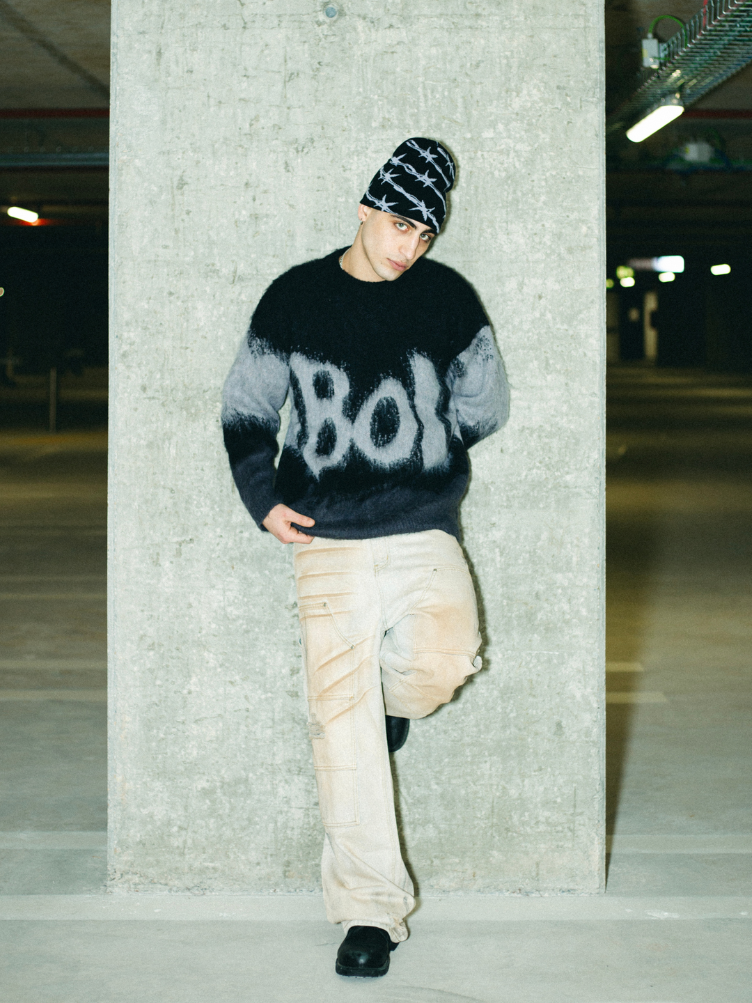 OVER5IZE "sleet" SWEATER BLACK