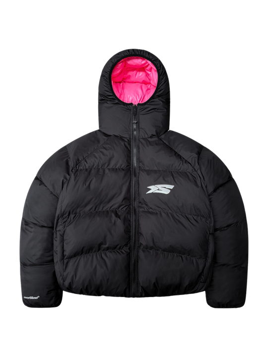OVER5IZE "DUO" REVERSIBLE PUFFER JACKET BLACK & PINK