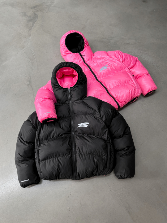 OVER5IZE "DUO" REVERSIBLE PUFFER JACKET BLACK & PINK