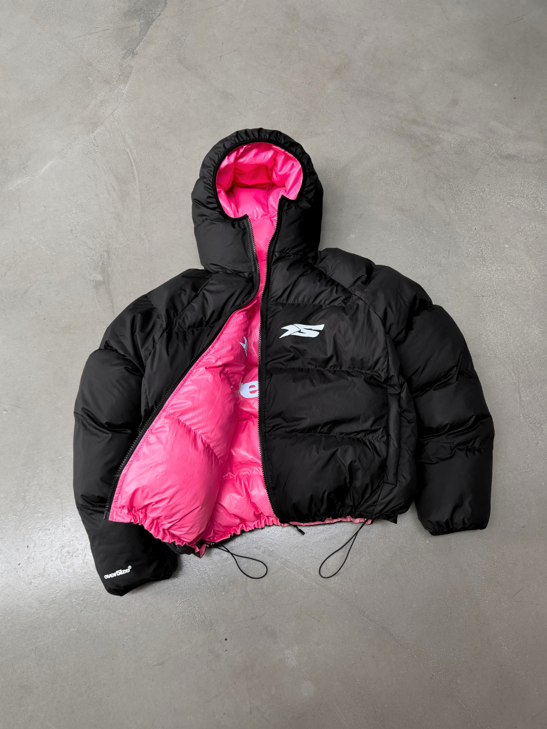 OVER5IZE "DUO" REVERSIBLE PUFFER JACKET BLACK & PINK