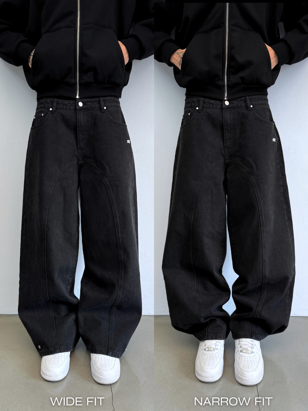 OVER5IZE “stripy” DUAL FIT JEANS BLACK