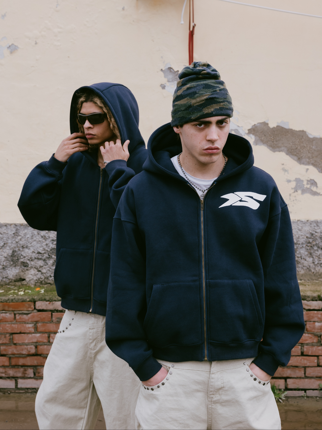 OVER5IZE "Fifty5" ZIP HOODIE NAVY BLUE