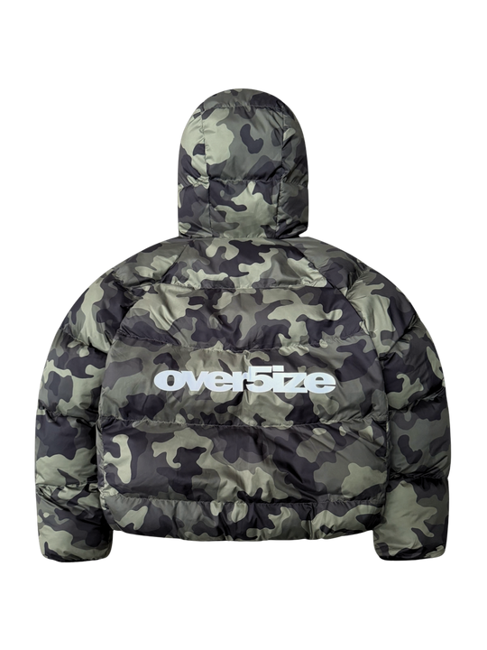 OVER5IZE "DUO" REVERSIBLE PUFFER JACKET CAMO & WHITE