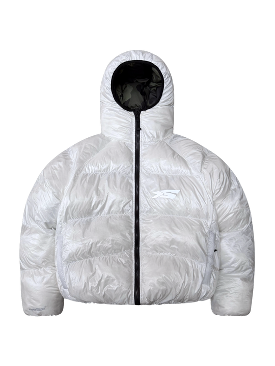 OVER5IZE "DUO" REVERSIBLE PUFFER JACKET CAMO & WHITE