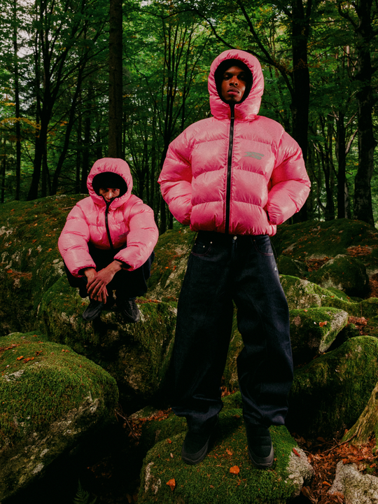 OVER5IZE "DUO" REVERSIBLE PUFFER JACKET BLACK & PINK