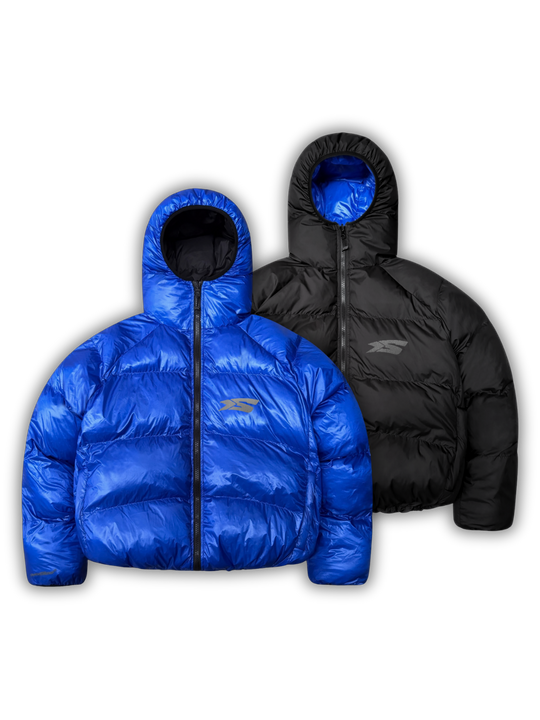 OVER5IZE "DUO" REVERSIBLE PUFFER JACKET BLUE & BLACK