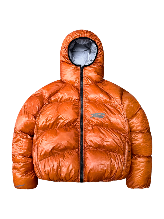 OVER5IZE "DUO" REVERSIBLE PUFFER JACKET ORANGE & GREY