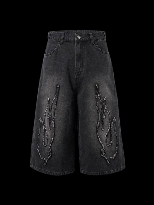 OVER5IZE "fury" JORTS BLACK