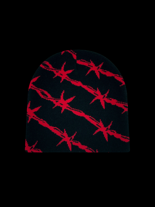 OVER5IZE "bleakness" BEANIE BLACK & RED