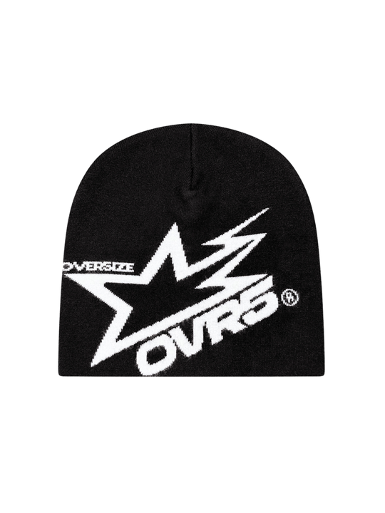 OVER5IZE "star" BEANIE BLACK & WHITE