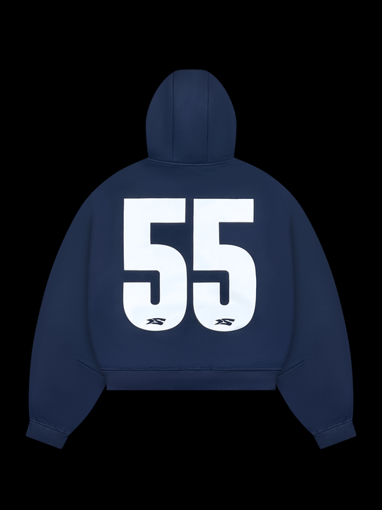 OVER5IZE "Fifty5" ZIP HOODIE NAVY BLUE