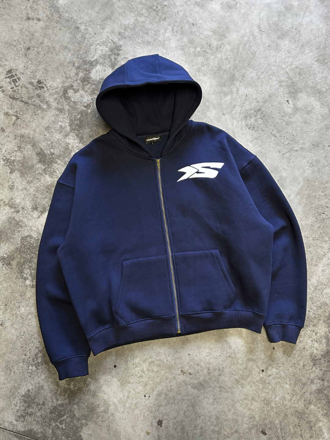 OVER5IZE "Fifty5" ZIP HOODIE NAVY BLUE