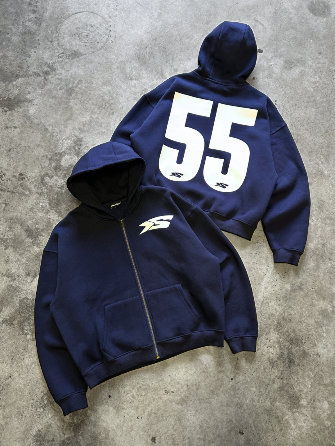 OVER5IZE "Fifty5" ZIP HOODIE NAVY BLUE