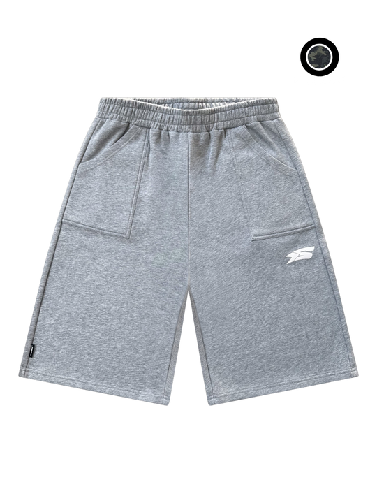 OVER5IZE "rookie" REVERSIBLE JORTS GREY