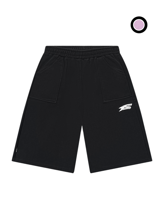OVER5IZE "rookie" REVERSIBLE JORTS BLACK