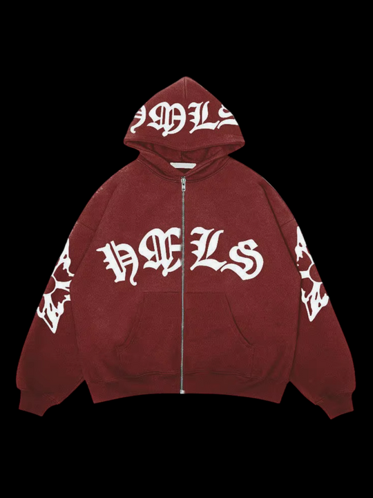 OVER5IZE "freeze" HOODIE DARK RED