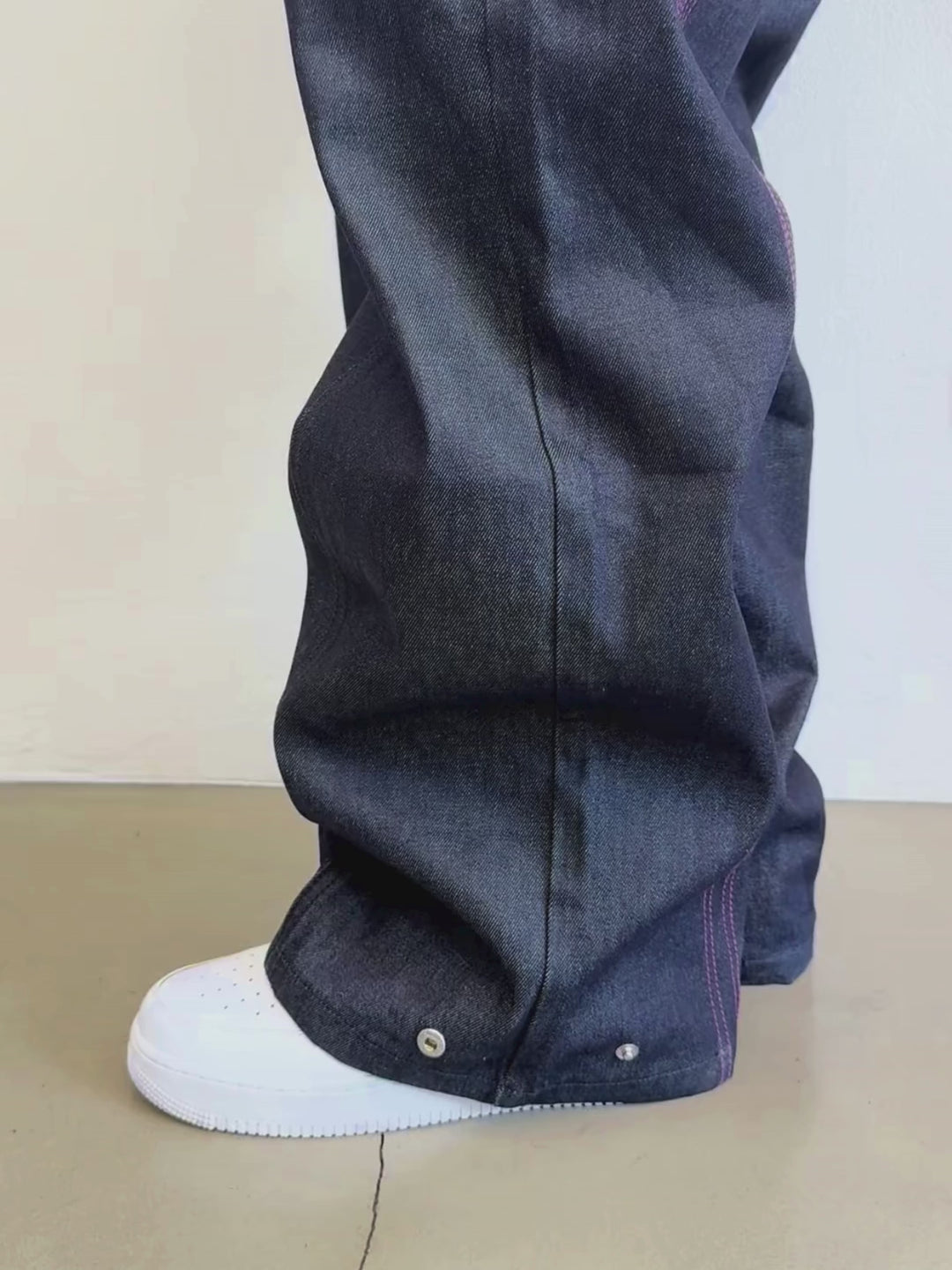 OVER5IZE “stripy” DUAL FIT RAW DENIM JEANS BLUE