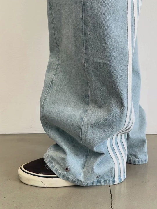 OVER5IZE “stripy” DUAL FIT JEANS LIGHT BLUE